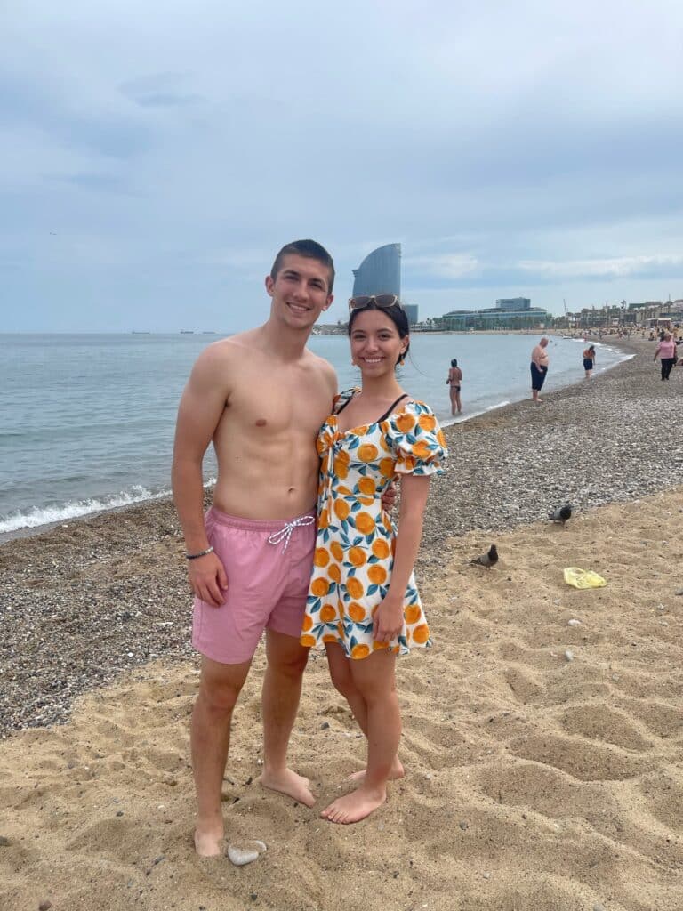 Barceloneta Beach Maddy and I | Zutell Travels